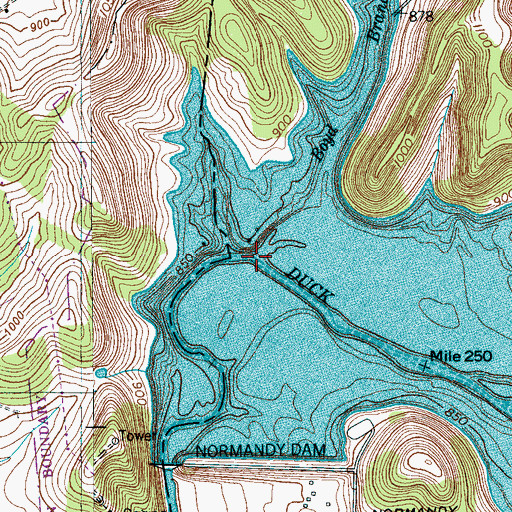 Topographic Map of Boyd Branch, TN