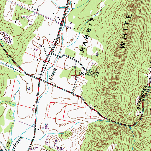 Topographic Map of Boyd Cemetery, TN
