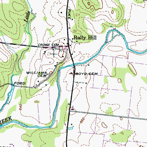 Topographic Map of Boyd Cemetery, TN