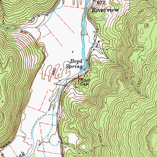 Topographic Map of Boyd Cemetery, TN