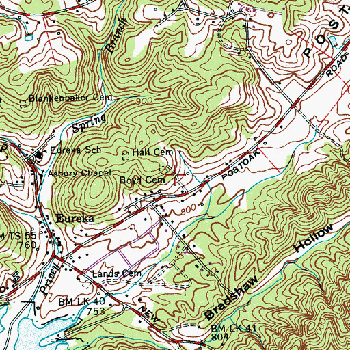 Topographic Map of Boyd Cemetery, TN