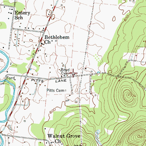 Topographic Map of Boyd Cemetery, TN