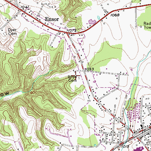 Topographic Map of Boyd Cemetery, TN