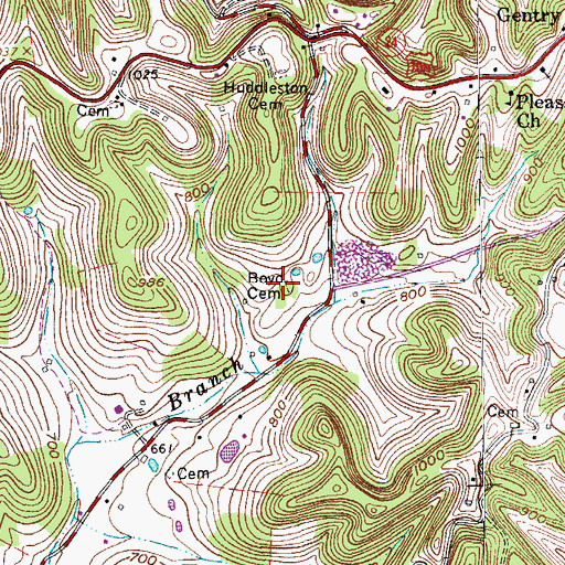 Topographic Map of Boyd Cemetery, TN