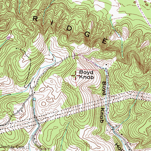 Topographic Map of Boyd Knob, TN