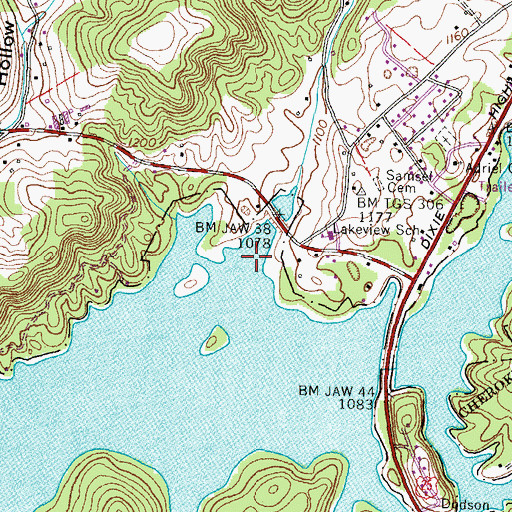 Topographic Map of Boyd Knob Hollow, TN