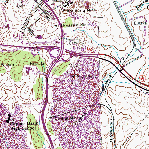 Topographic Map of Boyd Mine, TN