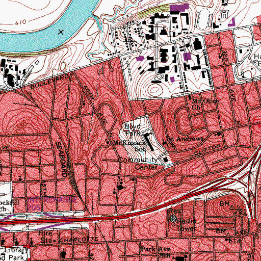 Topographic Map of Boyd Park, TN