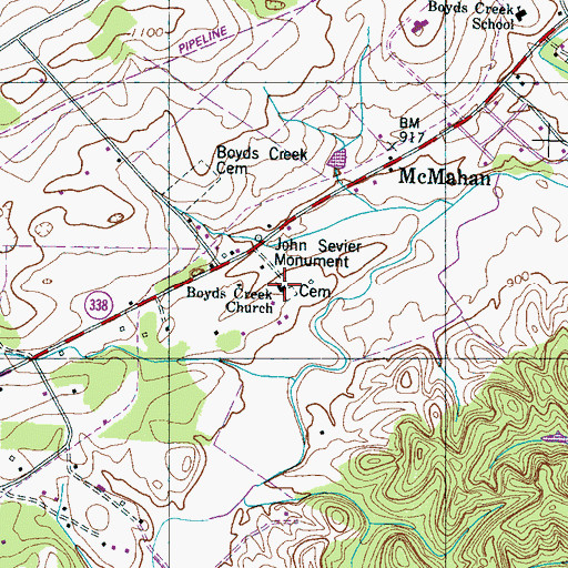 Topographic Map of Boyds Creek Church, TN