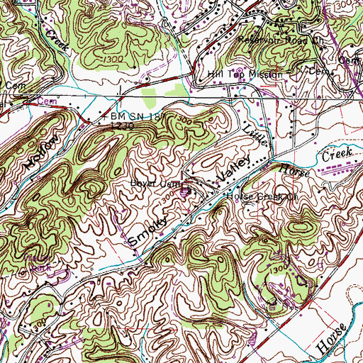 Topographic Map of Boyer Cemetery, TN