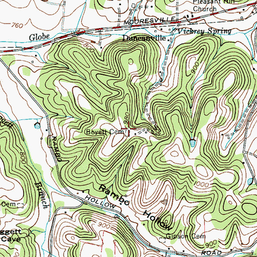 Topographic Map of Boyett Cemetery, TN