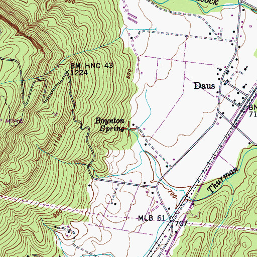 Topographic Map of Boynton Spring, TN