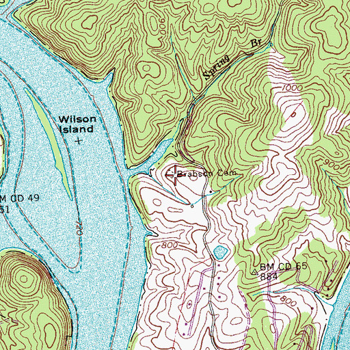 Topographic Map of Brabson Cemetery, TN