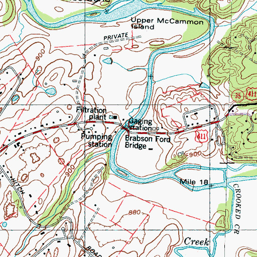 Topographic Map of Brabson Ford Bridge, TN