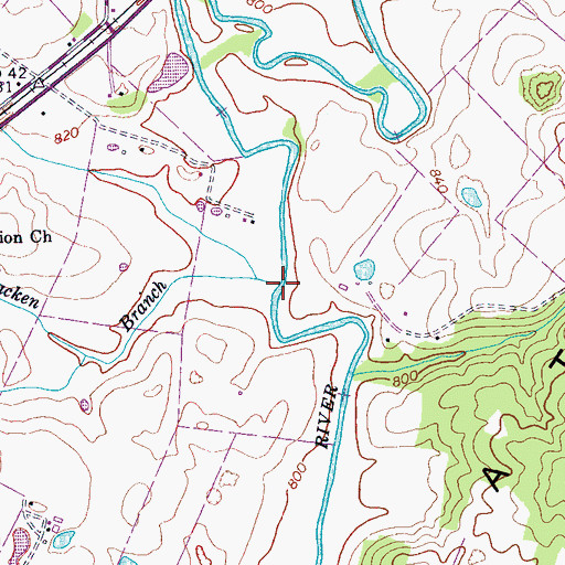 Topographic Map of Bracken Branch, TN