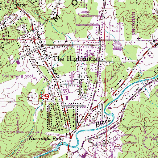 Topographic Map of The Highlands, AL