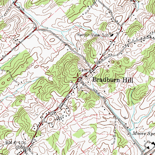 Topographic Map of Bradburn Hill, TN