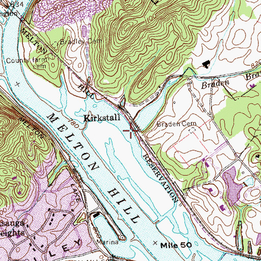 Topographic Map of Braden Branch, TN