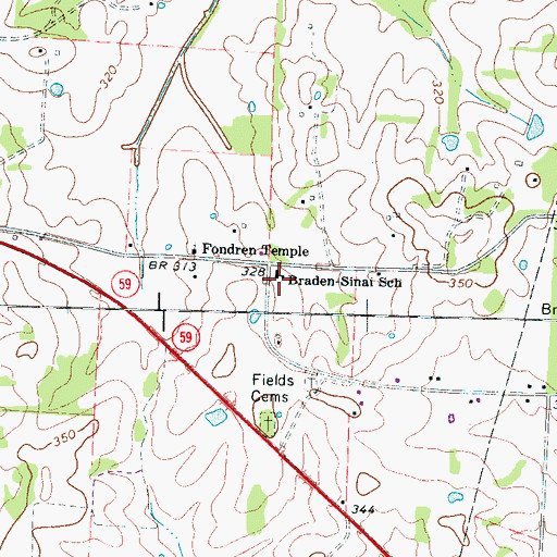 Topographic Map of Braden-Sinai School, TN