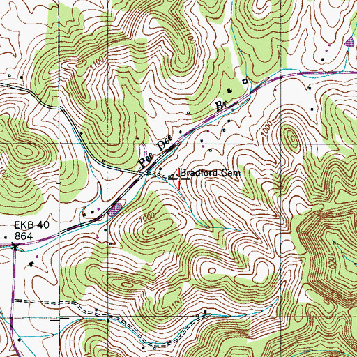 Topographic Map of Bradford Cemetery, TN