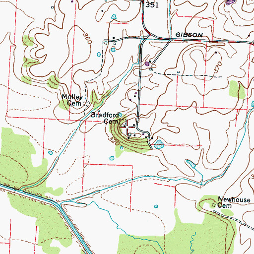 Topographic Map of Bradford Cemetery, TN