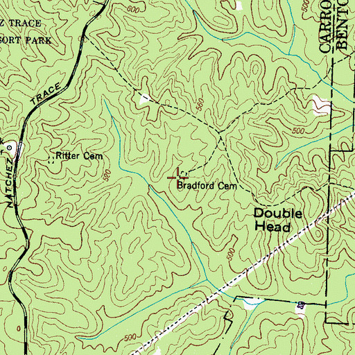 Topographic Map of Bradford Cemetery, TN