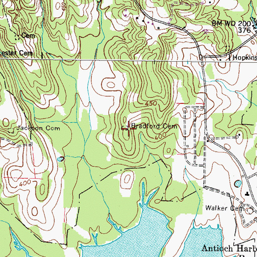 Topographic Map of Bradford Cemetery, TN