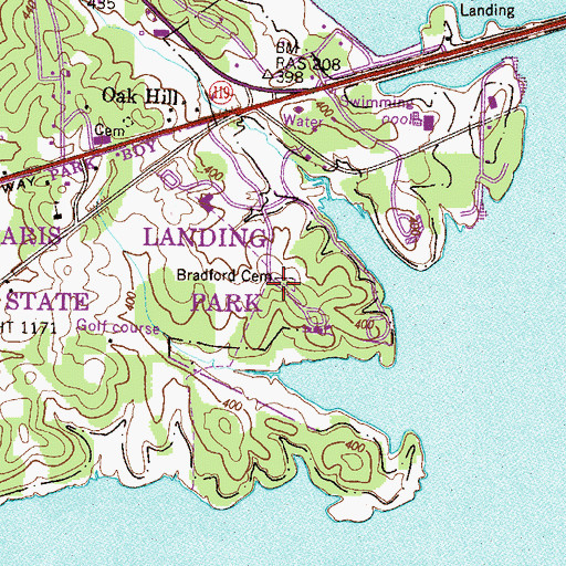 Topographic Map of Bradford Cemetery, TN