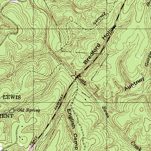 Topographic Map of Bradford Hollow, TN