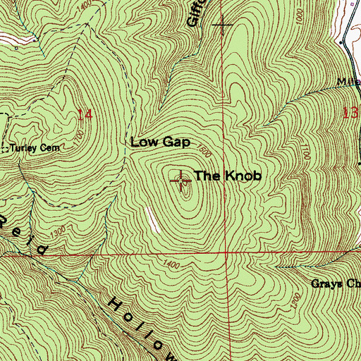Topographic Map of The Knob, AL