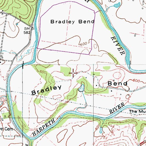Topographic Map of Bradley Bend, TN