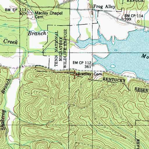 Topographic Map of Bradley Cemetery, TN