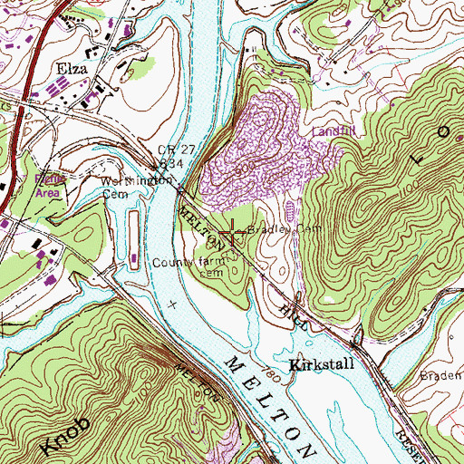 Topographic Map of Bradley Cemetery, TN