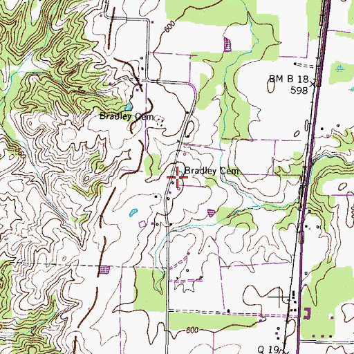 Topographic Map of Bradley Cemetery, TN