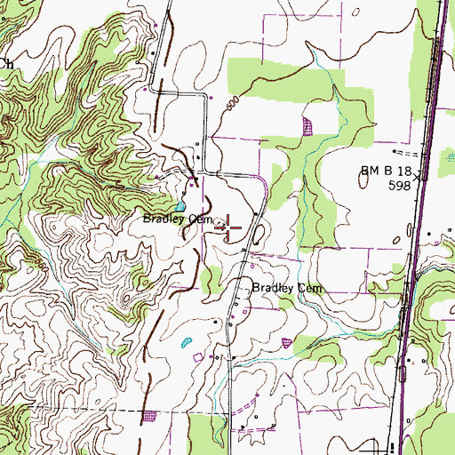 Topographic Map of Bradley Cemetery, TN