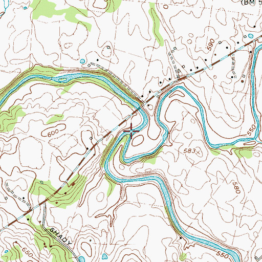 Topographic Map of Bradley Creek, TN