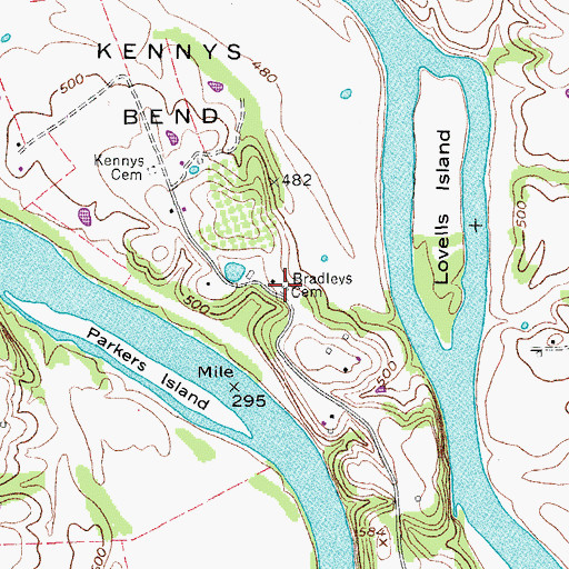 Topographic Map of Bradleys Cemetery, TN