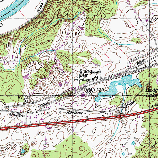 Topographic Map of Bradshaw Cemetery, TN