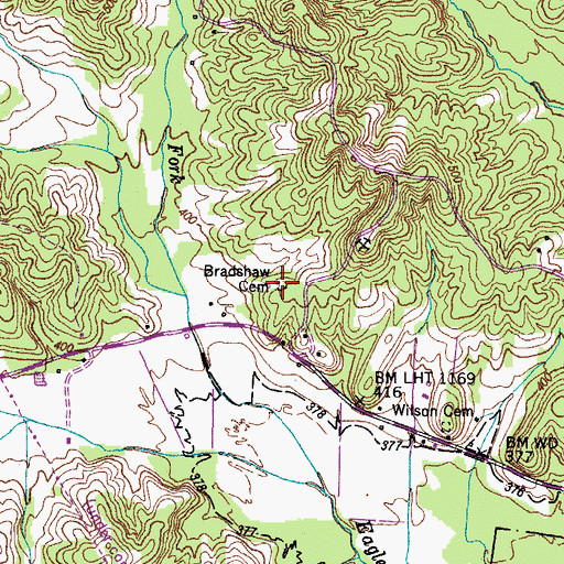 Topographic Map of Bradshaw Cemetery, TN