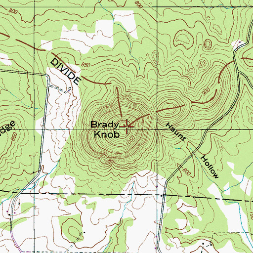Topographic Map of Brady Knob, TN