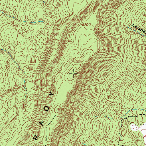 Topographic Map of Brady Mountain, TN