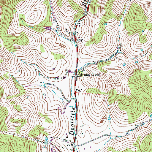 Topographic Map of Bragg Cemetery, TN
