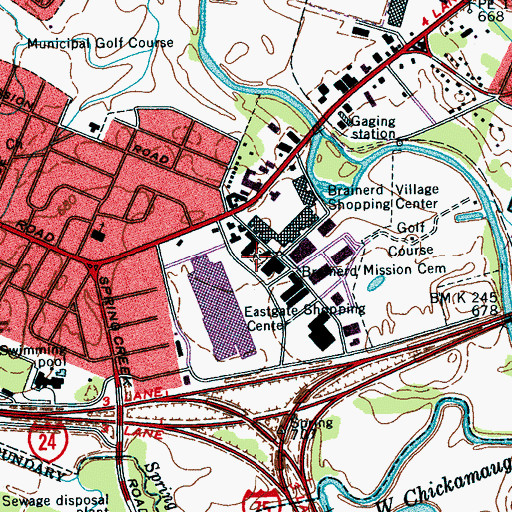 Topographic Map of Brainerd Mission Cemetery, TN