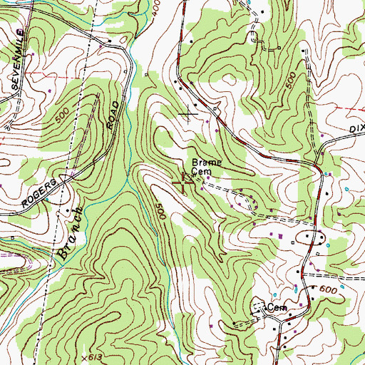 Topographic Map of Brame Cemetery, TN