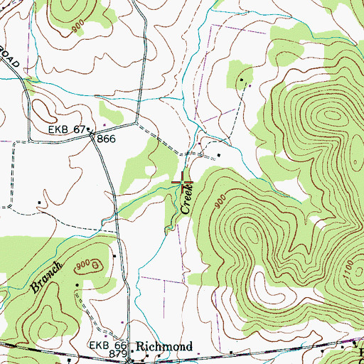 Topographic Map of Branchville Branch, TN
