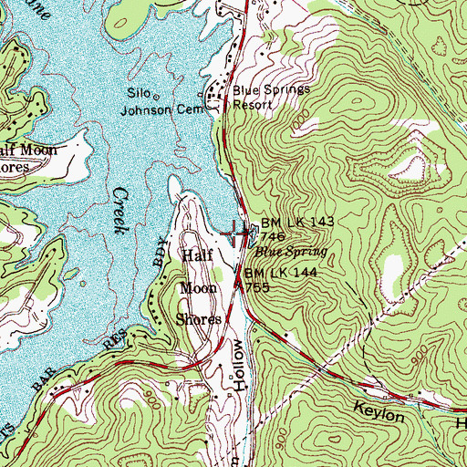 Topographic Map of Branham Hollow, TN