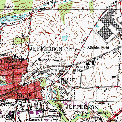 Topographic Map of Branner Cemetery, TN