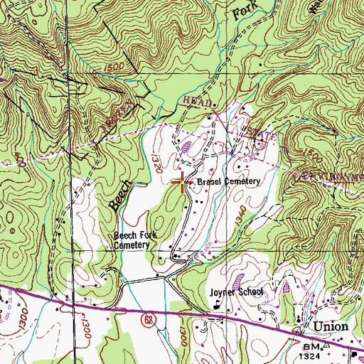 Topographic Map of Brasel Cemetery, TN