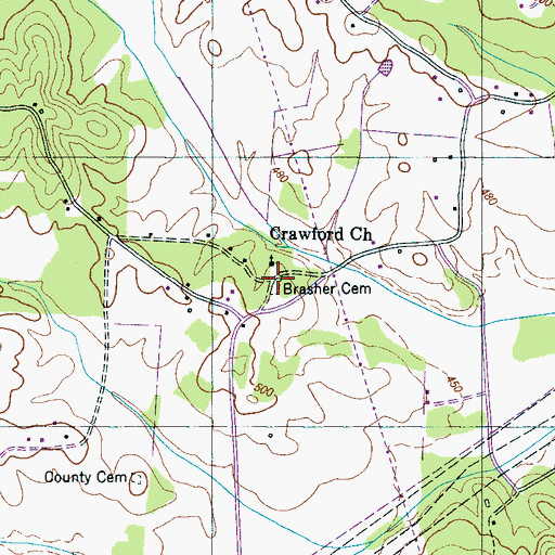 Topographic Map of Brasher Cemetery, TN