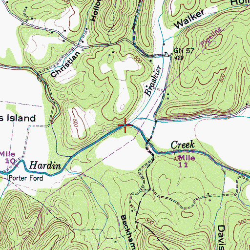 Topographic Map of Brashier Branch, TN